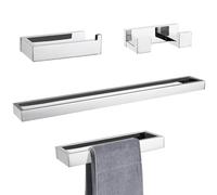 TURS 4 Pieces Bathroom Accessories Set,Chrome Bathroom Accessories,Bathroom Accessory 304 Stainless Steel,Bathroom Towel and Toilet Roll Holder Set,Bathroom Towel Rail Sets,Wall Mount,Polished Finish