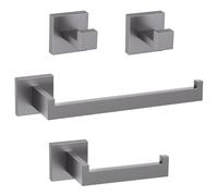 TURS 4 Pieces Bathroom Accessory Set, Bathroom Hardware Accessories Set, Bathroom Accessories Set, Toilet Paper Holder, Towel Rail, 304 Stainless Steel Robe Hooks*2, Wall Mounted, for Kitchen Bathroom