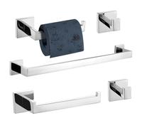 TURS 5-Piece Bathroom Hardware Set Polished Chrome Towel Bar Holder Sets Hand Towel Holder and 2 Towel Hooks, Stainless Steel Wall Mounted, Q7P-P5