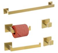 TURS 5-Pieces Bathroom Hardware Accessories Set Stainless Steel Brushed Gold Towel Bar Holder Sets, Wall Mounted,Q7LSJ-P5
