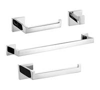 TURS Bathroom Accessories 4-Pieces Bathroom Hardware Set Polished Chrome Towel Bar Set Stainless Steel Towel Holder Set