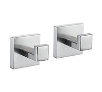 Turs Bathroom Hooks 304 Stainless Steel Towel Hooks for Bathrooms Wall Mounted Chrome Wall Hooks Robe Hook Brushed Chrome Coat Hooks Anti-Rust Waterproof for Kitchen Bathroom Closet Q7001BR-P2