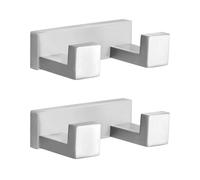 TURS Brushed Double Towel Hooks, 304 Stainless Steel Towel/Robe Clothes Hook, Heavy Duty Rustproof Double Coat Hook for Bath Kitchen Modern Hotel Style Wall Mounted, 2 Pack