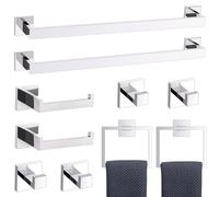 TURS Chrome 10-Piece Bathroom Hardware Accessories Set Towel Bar Holder Set SUS304 Stainless Steel Towel Racks for Bathroom Wall Mounted, 23.6-Inch