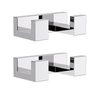 TURS Chrome Double Towel Hooks, Heavy Duty Rustproof Double Coat Hook, SUS 304 Stainless Steel Towel/Robe Clothes Hook, for Bath Kitchen Modern Hotel Style Wall Mounted, 2 Pack