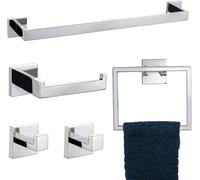 TURS Chrome Finish 5-Pieces Towel Bar Holder Sets,Concealed Screw Fixing