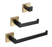 TURS Electric Towel with Thermostat, Wall Mounted Heated Towel Rack, Bathroom Towel Rail Clothes Dryer with Thermostat (Black and gold)