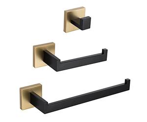 TURS Electric Towel with Thermostat, Wall Mounted Heated Towel Rack, Bathroom Towel Rail Clothes Dryer with Thermostat (Black and gold)