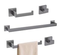 TURS Grey 5-Piece Bathroom Hardware Set Grey Towel Bar Set Bath Towel Holder Sets Hand Towel Holder 2 Towel Hooks, SUS 304 Stainless Steel