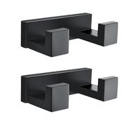 TURS Matte Black Double Towel Hooks, SUS 304 Stainless Steel Towel/Robe Clothes Hook, Heavy Duty Rustproof Double Coat Hook for Bath Kitchen Modern Hotel Style Wall Mounted, 2 Pack