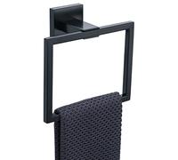 TURS Matte Black Single Square Towel Ring Wall-mounted Towel Holder