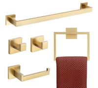 TURS Set of 5 Gold Brushed Stainless Steel Bathroom Accessories