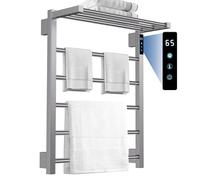 TURS Wall-Mounted Electric Towel Warmer,Electric Heated Towel Rail for Bathroom, 24-hour Constant-temperature Electric Towel Warmer, Adjustable Temperature, Gunmetal Grey