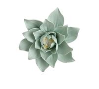 TURSGYZ Ceramic Flower Green Magnolia Peony Handcrafted Sculpture 3D Wall Art Decor Home Living Room Office Wedding Gift 9cm