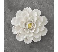 TURSGYZ Handcrafted Ceramic White Hibiscus Peony Flower Sculpture 3D Wall Art Decor Home Office Wedding Gift 12cm