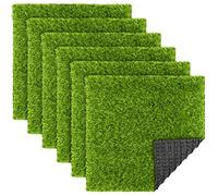 TURSTIN 6 Packs Artificial Grass Square Mat 12 x 12 Inch Fake Grass Turf Patch with Drainage Hole Synthetic Garden Grass Tiles Realistic Grass Rug for DIY Indoor Outdoor