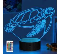 Turtle 3D Night Light for Kid, Optical Illusion Lamp with 16 Colors Changing Remote Control Sea Theme Bedroom Decor Best Birthday Xmas Gift Idea for Boy Girl Baby