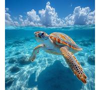 Turtle 5D Diamond Art Kits, Sea Diamond Art for Beginners Adults, DIY Cross Stitch Embroidery Crafts Pictures, DIY Round Full Drill Crystal Kits, for Home Wall Decor, Gifts for Women 18x18in 2-5501