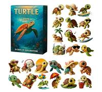Turtle Advent Calendar - 24-Day 2D Acrylic Keychain Set, Cute Animal Characters Design with Festive Holiday Theme | Christmas Countdown for Home Party Kids Collectors