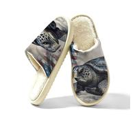 Turtle American Flag Slippers for Women Men, Memory Foam House Shoes L