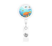 Turtle and Fish Retractable Badge Reel Heavy Duty Badge Holder with Belt Clip Retractable Lanyards ID Card Holder with Keychain Name Badge Clips for Office Nurse Employee