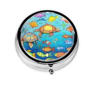 Turtle and Fish Round Pill boxï¼ŒPill Boxï¼Œ Portable On-The-Go Pocket Pharmacy,