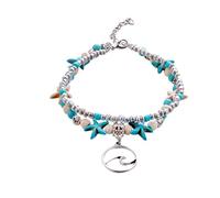 Turtle Ankle Beads Turquoise Anklet Bracelet Sea Beach Boho Sandal Anklet Leather Bracelet for Men (Multicolor, One Size)