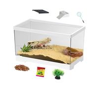 Turtle Aquarium Starter Kit | Turtle Aquarium Set | Turtle Habitat | Bottom Drainage | Terrarium for Tortoises, Hermit Fish, Amphibians, Snake Geckos, Chameleons, and Frogs