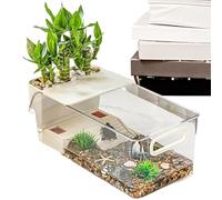 Turtle Aquarium Tank - Complete Habitat Kit, Includes LED Light Pump and Filtration System, Pet Supplies, Reptile Tank with Glass Cover for Turtles Frogs and Aquatic Animals