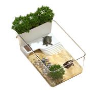 Turtle Aquarium,Transparent Turtle Terrarium - Decorative Small Crab Feeding Basking Habitat for Nature Educators Tortoise Terrapin Pet Adoption Preparation