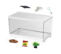 Turtle Aquarium - Turtle Aquarium Set | Turtle Habitat | Bottom Drainage | Terrarium for Land Turtles, Hermit Fish, Amphibians, Snake Geckos, Chameleons and Frogs