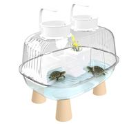 Turtle Aquarium - With Light Basking USB Powered Enclosure, Pet Reptile Habitat Tank, Compact Transparent Water Enclosure, Integrated Basking Light System, Durable Multi Species Pet Habitat, Easy Care