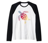 Turtle Art Colorful Sea Reptile Nature Turtle Raglan Baseball Tee