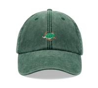 Turtle Baseball Cap Vintage Washed Unisex Dad Hat Adjustable Bottle Green