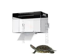 Turtle Basking Dock - Covered Reptile Tank with Climbing Platform, Turtle Habitat Box | Closed Sunbathing Area, Amphibious Breeding Fence, Plastic for the