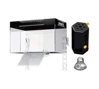 Turtle Basking Dock - Covered Reptile Tank with Climbing Platform, Turtle Habitat Box | Closed Sunscreen Area, Amphibian Breeding Enclosure, Plastic for the Garden