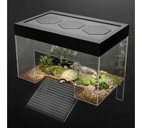 Turtle Basking Platform,11.81*7.87*7.87inch Small Land Elevated Topper Decor,Red Eared Slider Hanging Habitat Enclosure Cage,Cuckold Tank with Lid,Tortoise House for Semi Aquatic Baby Turtles Terrapin