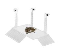 Turtle Basking Platform Acrylic Turtle Dock Basking Platform for Aquatic Turtles Height Adjustable Turtle Dock Clear Turtle Terrace Basking Platform with 2 Slides for Tortoise Fish Tank Aquarium