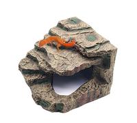 Turtle Basking Platform Habitat Hiding Cave, Fish Tank Aquarium Habitat Décor Hideouts Climbing Ramp for Lizards Frogs Snakes Chameleon (Medium)