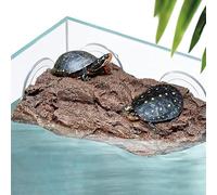 Turtle Basking Platform with Suction Cups,Floating Dock for Aquatic Turtles Tank,Basking Rock Resting Terrace for Terrapins,Tortoises - Aquarium/Reptile Tank Accessories Decor(Brown)