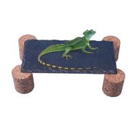 Turtle Basking Rock - 20x10cm Slate Stone, Cork Column Climbing Cave with Stakes | Reptile Resting Spot for Bearded Dragon, Gecko, Frog, Snake, Lizard in Terrarium, Aquarium, Outdoor Pond