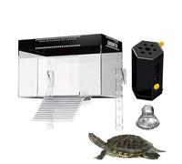 Turtle Basking Tank Topper,Turtle Basking Area With Ramp And Lid, PC Small Tank Aquarium Enclosure For Baby Land Turtles Red Eared Sliders Small Reptiles