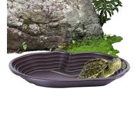 Turtle Bath Bowl - Wide Turtle Dipping Dish with Step Ramp, Shallow Water Pool | Reptile Bath Tray for Aquarium, Climb Assist Water Basin, Reserve Decoration