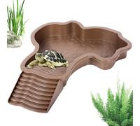 Turtle Bath Tub, ABS 35 x 28.5 x 4.3 cm, Reptile Water Pool with Removable Ladder for Easy Access, Ideal for Turtles, Terrariums Accessories, Safe and Comfortable for Reptiles