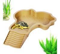 Turtle Bath Tub, Turtle Water Bowl, Reptile Water Basin, Hermit Crab Bath Made of Solid Material with Ladder, Versatile Turtle Pool for Amphibians, What