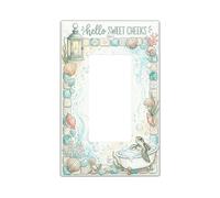 Turtle Bathroom Single Rocker Light Switch Cover, Coastal Fanciful Seashell Coral Summer Aqua Plastic Standard Size Switch Plate Decorative for Home Living Room Bedroom Apartment Decor