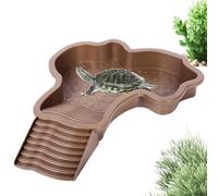 Turtle Bathtub - 35 x 28.5 x 4.3 cm Turtle Bathtub with Ladder | Amphibian Bathtub | Turtle Tank Landscape Fish Tank Decoration for Gecko, Turtles, Bearded Dragons, Reptile