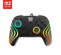 Turtle Beach Afterglow Wave Wired RGB Gaming Controller, Nintendo Switch 2 | Black, Switch Lite, OLED, Hall-Effect Thumbsticks, 2 Mappable Back Buttons, Audio Controls, C-Button for GameChat, RGB Lights