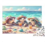 Turtle Beach Vacation Colourful Three Turtles on Beach 1000 Pcs Adult Jigsaws Classic Educational Games Brain Development 70x50cm/1000pcs