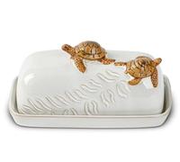 dgudgu Sea Turtle Butter Dish With Lid Ceramic Butter Keeper White Animal Print